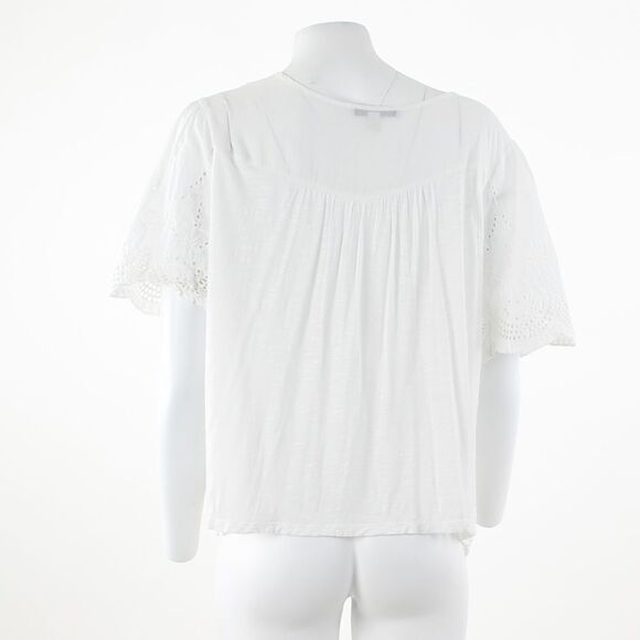 Single Thread Eyelet Short Sleeve Top - Picture 3 of 5